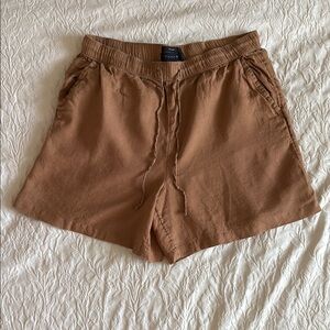 Tahari Brown Linen Drawstring Women’s Shorts
